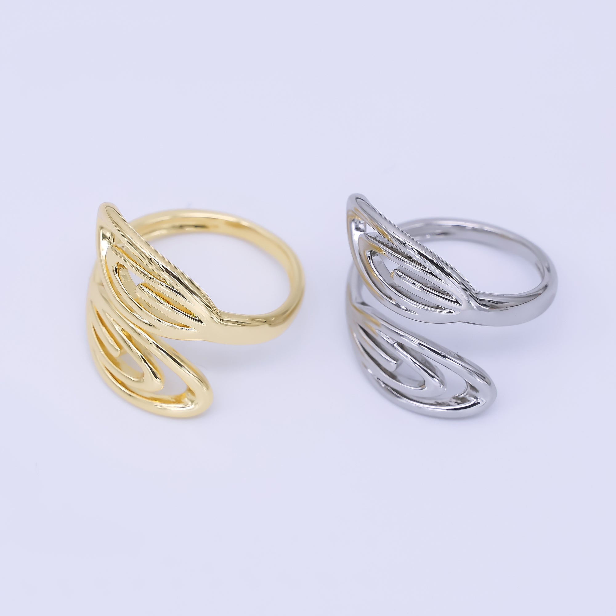 24K Gold Filled Angel Feather Ring Adjustable Wing Wrap Design | O1651