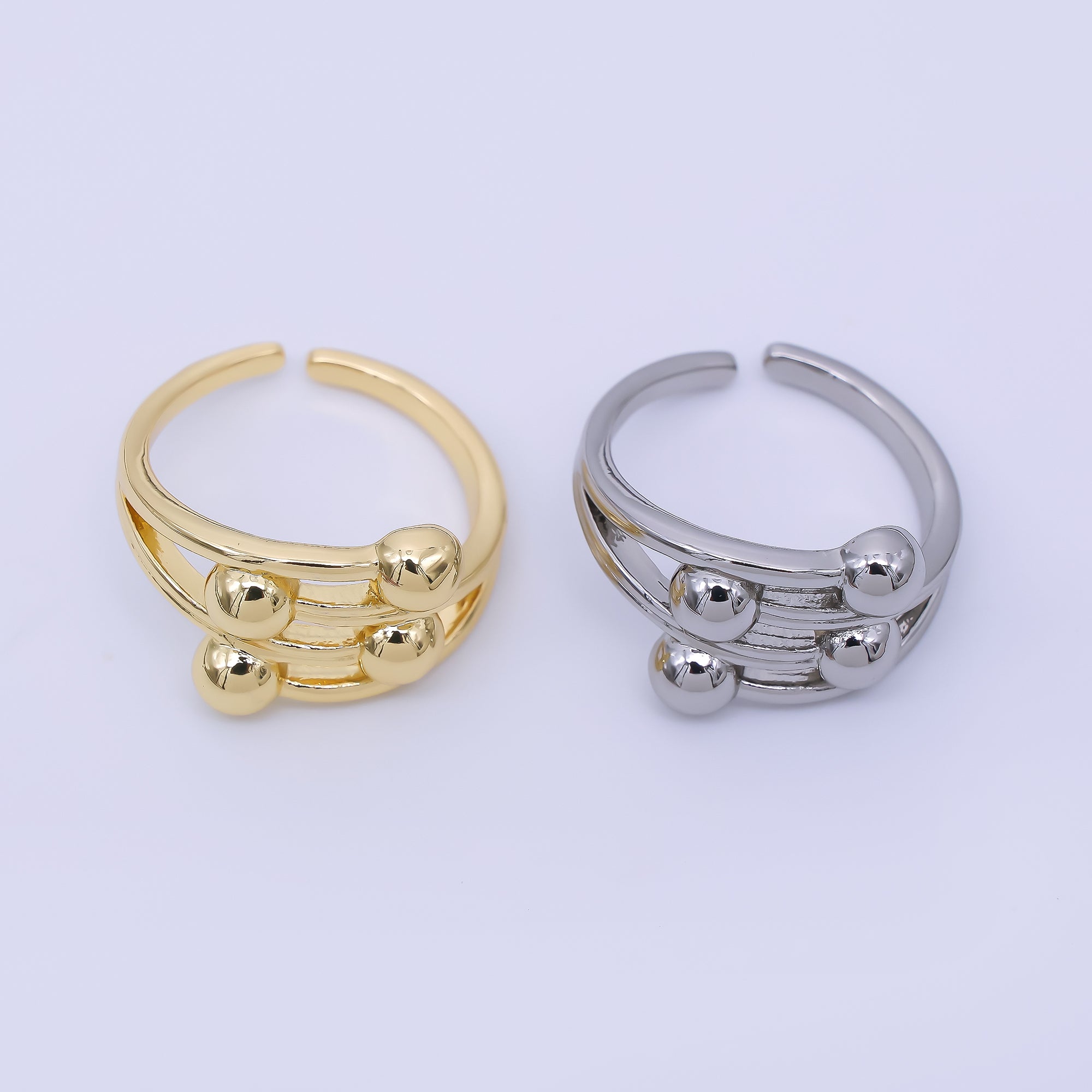 24K Gold Filled Unfolded Rotating Bead Ball Ring in Gold & Silver | O1625 O1626