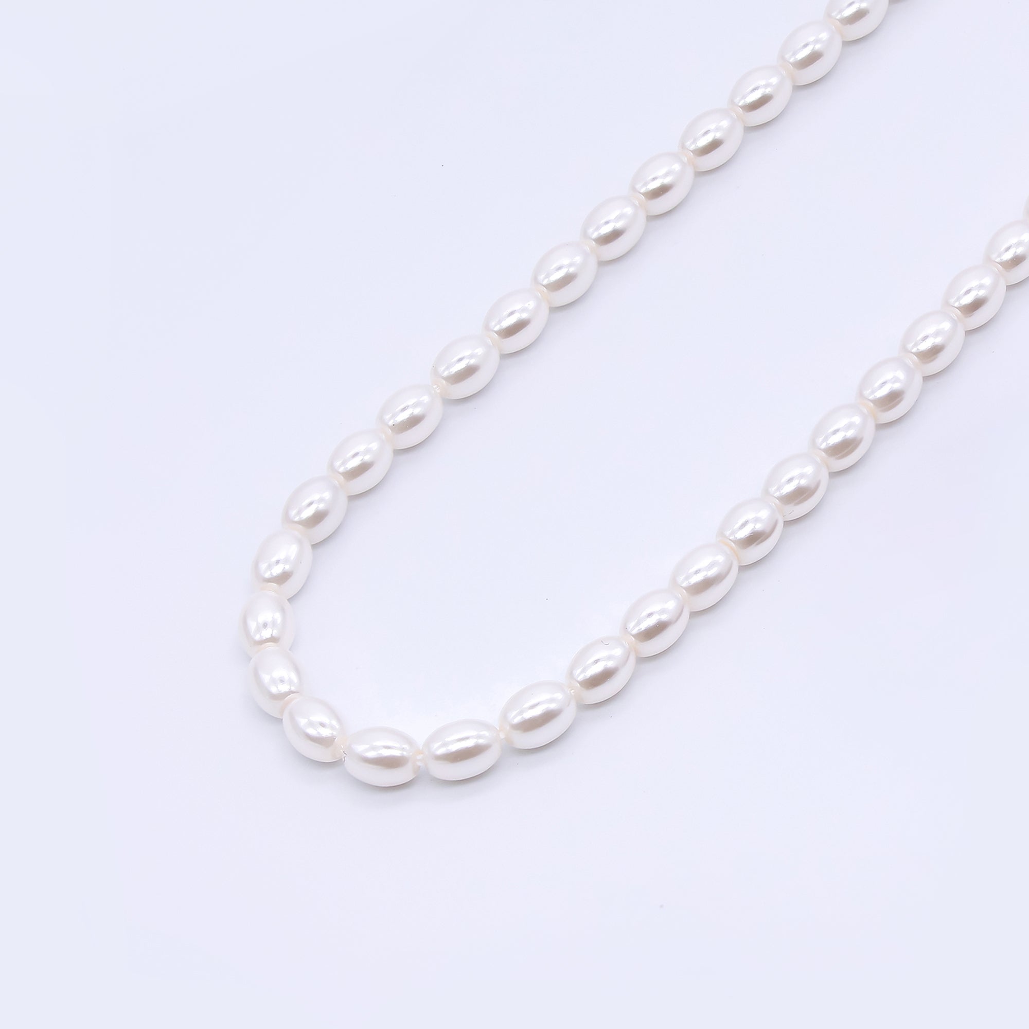 3.5mm White Oval Shell Pearl Strand Finding | WA-3169