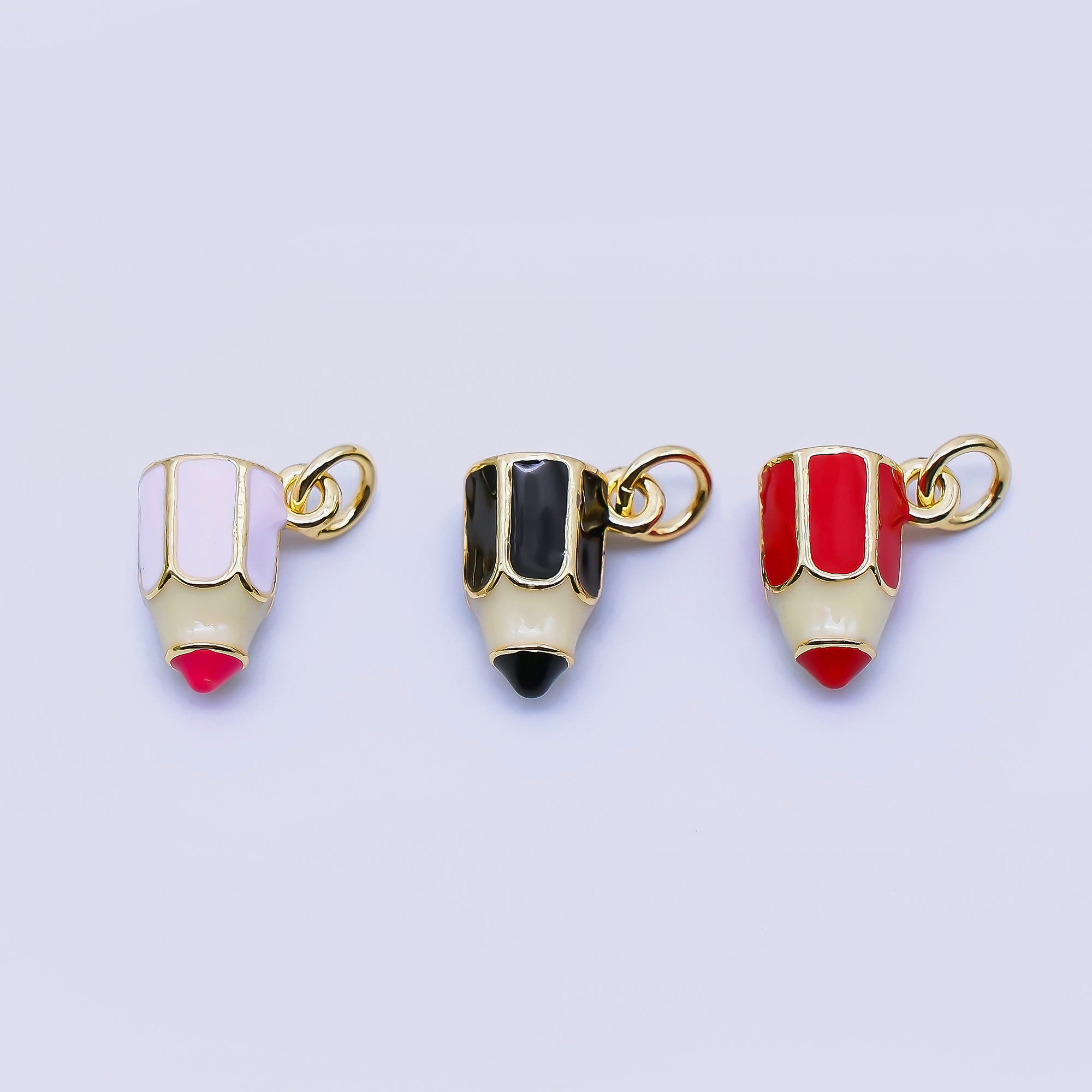 24K Gold Filled Pencil Charm 3D Multidimensional School Teacher Pendant | AF1561