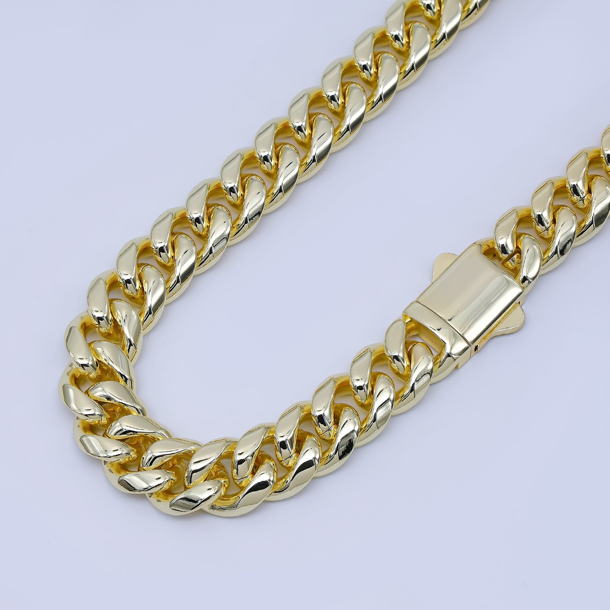 Chunky Gold Stainless Steel Men's Cuban Link Chain Necklace 18.11” Long, 10.5mm Wide WA-3907
