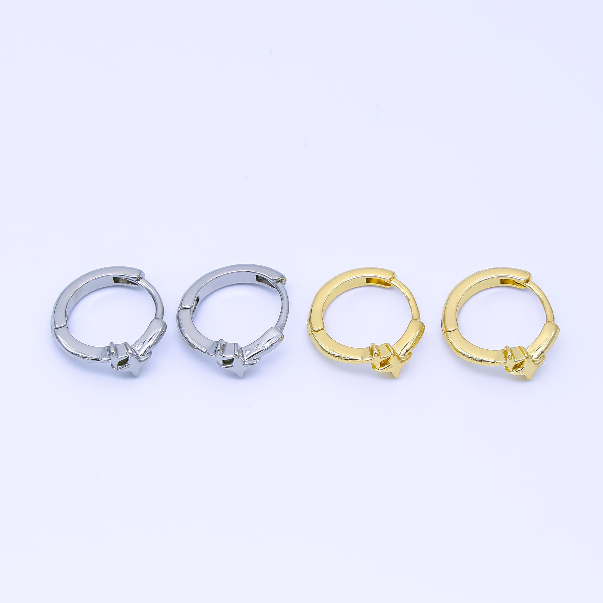 24K Gold Filled 12.7mm Celestial Star Huggie Earrings in Gold & Silver | AB1660 AB1661
