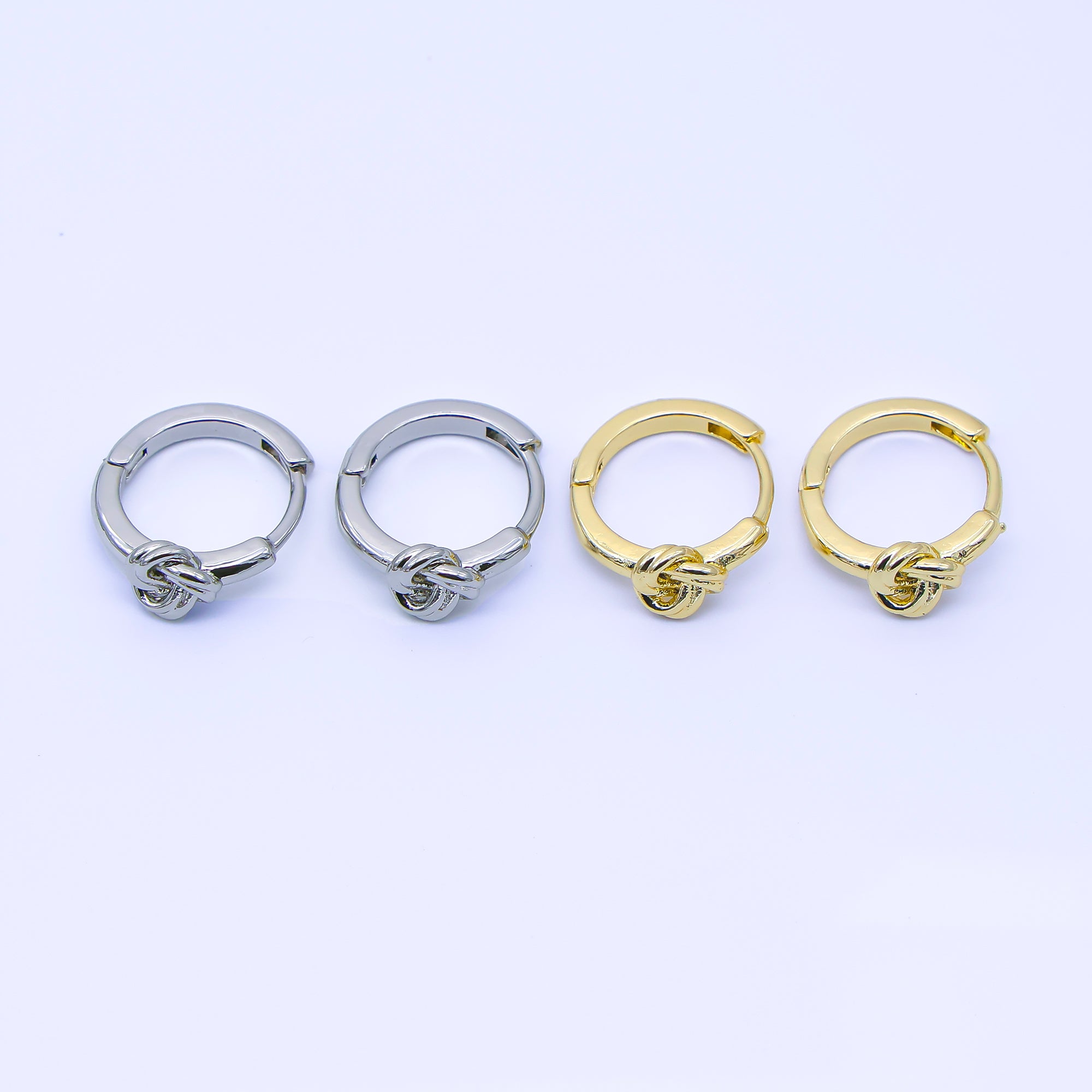 24K Gold Filled 12.5mm Geometric Knot Cartilage Huggie Earrings in Gold & Silver | AB1658 AB1659