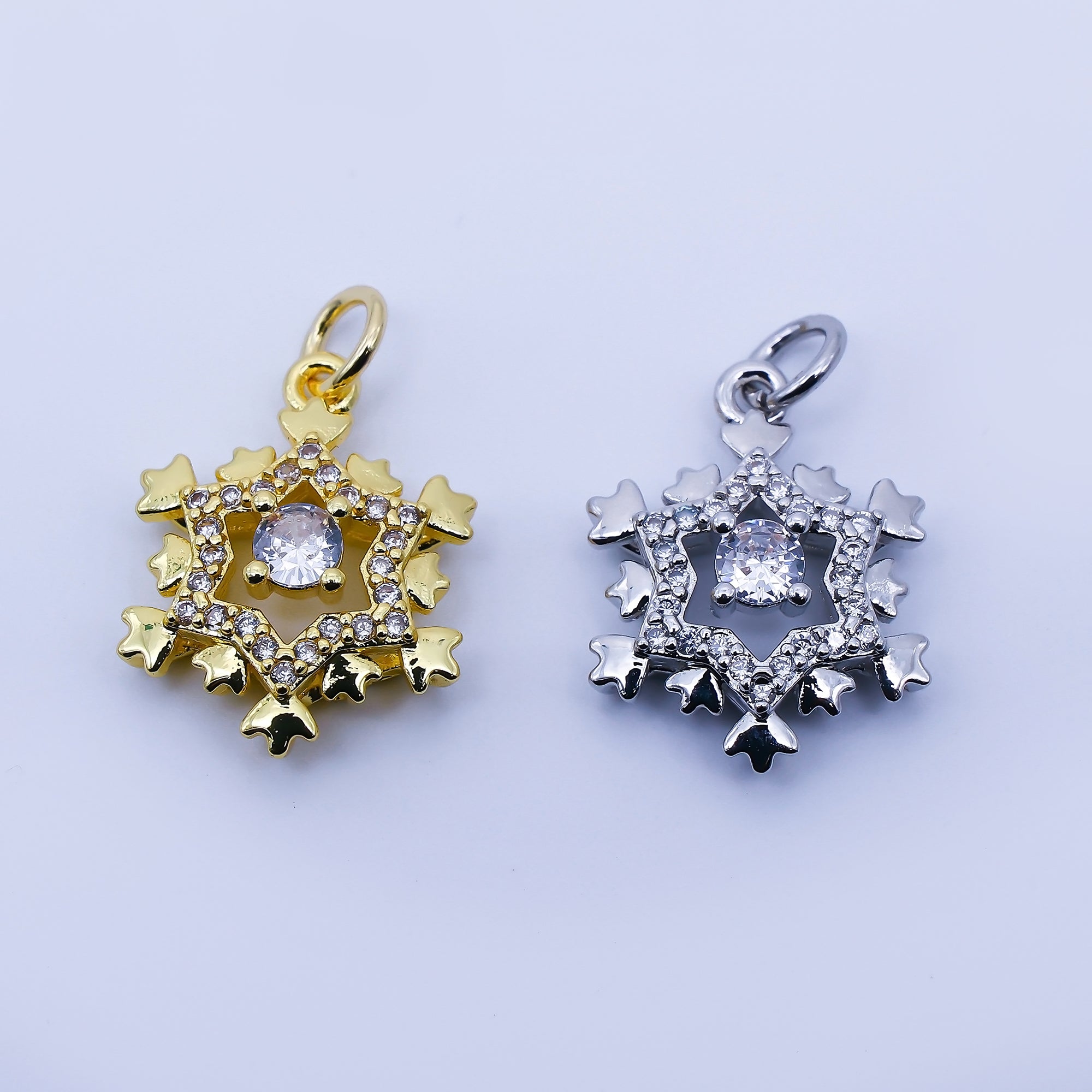 24K Gold Filled 18mm Clear CZ Celestial Star Charm in Gold & Silver | C941