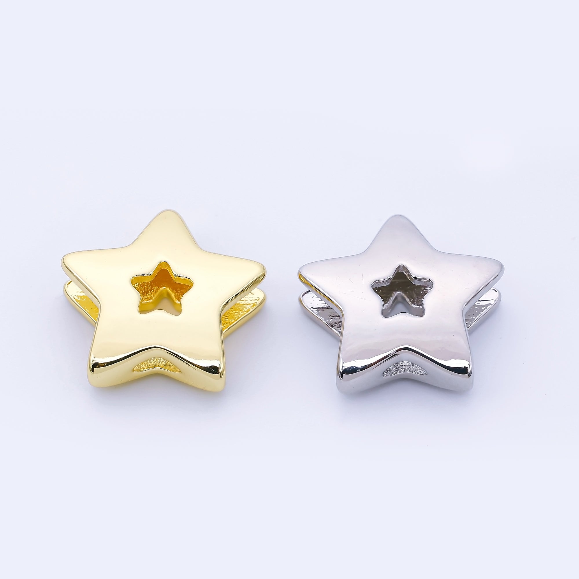 24K Gold Filled 21mm Minimalist Open Celestial Star Bead in Gold & Silver | B854