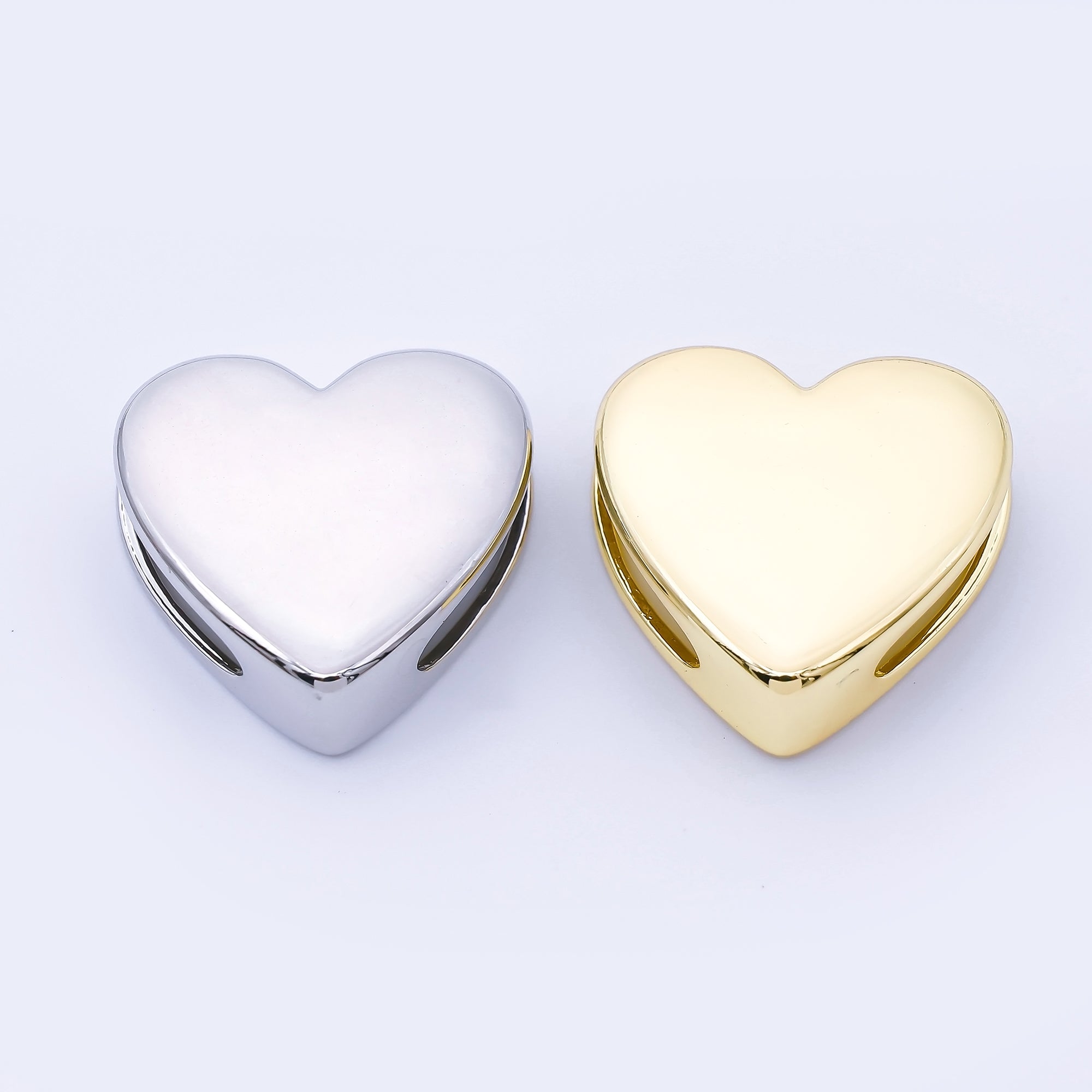 24K Gold Filled 21.5mm Minimalist Heart Spacer Bead in Gold & Silver | B863