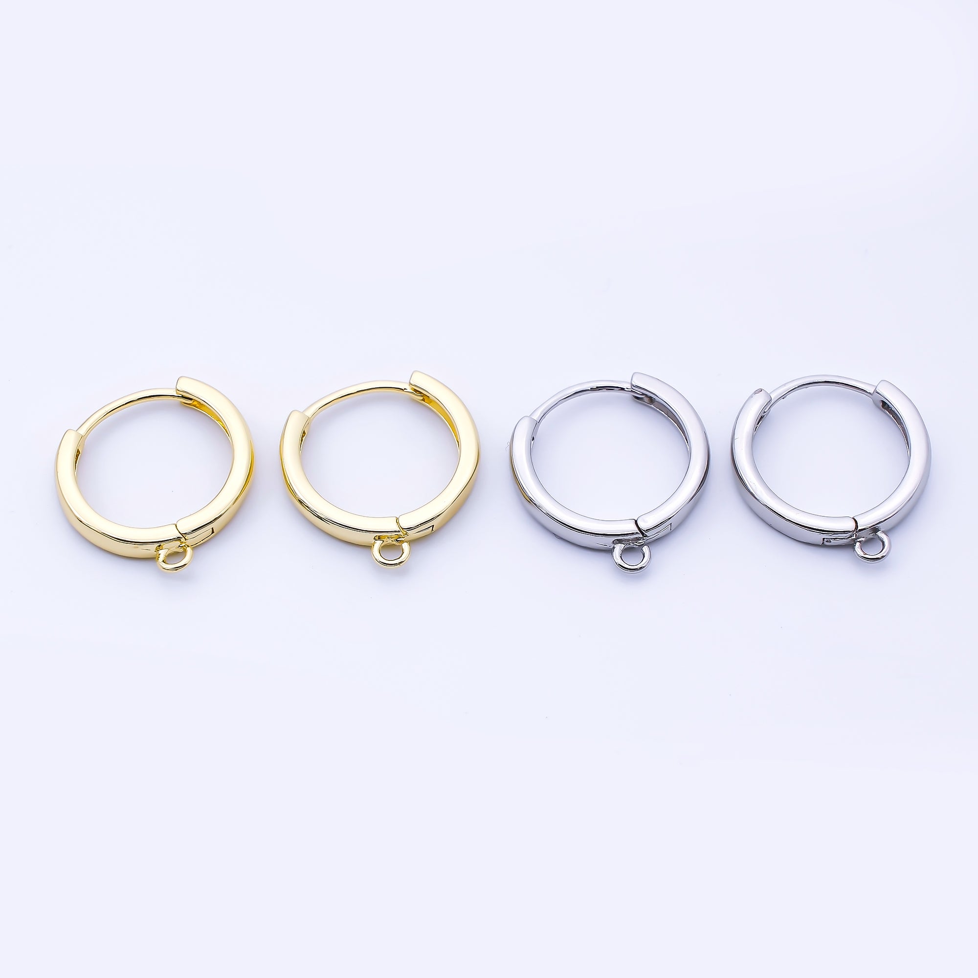 24K Gold Filled 16mm Minimalist Drop Huggie Findings in Gold & Silver | Z1516 Z1517