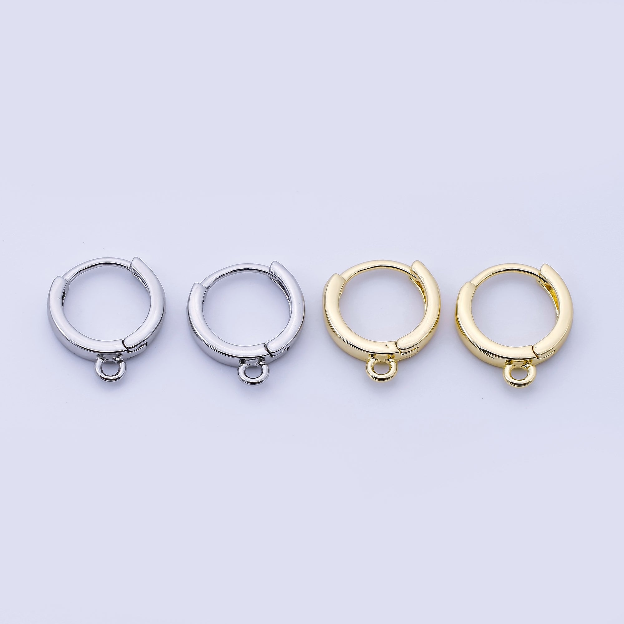 24K Gold Filled 12mm Minimalist Cartilage Drop Huggie Findings in Gold & Silver | Z1512 Z1513