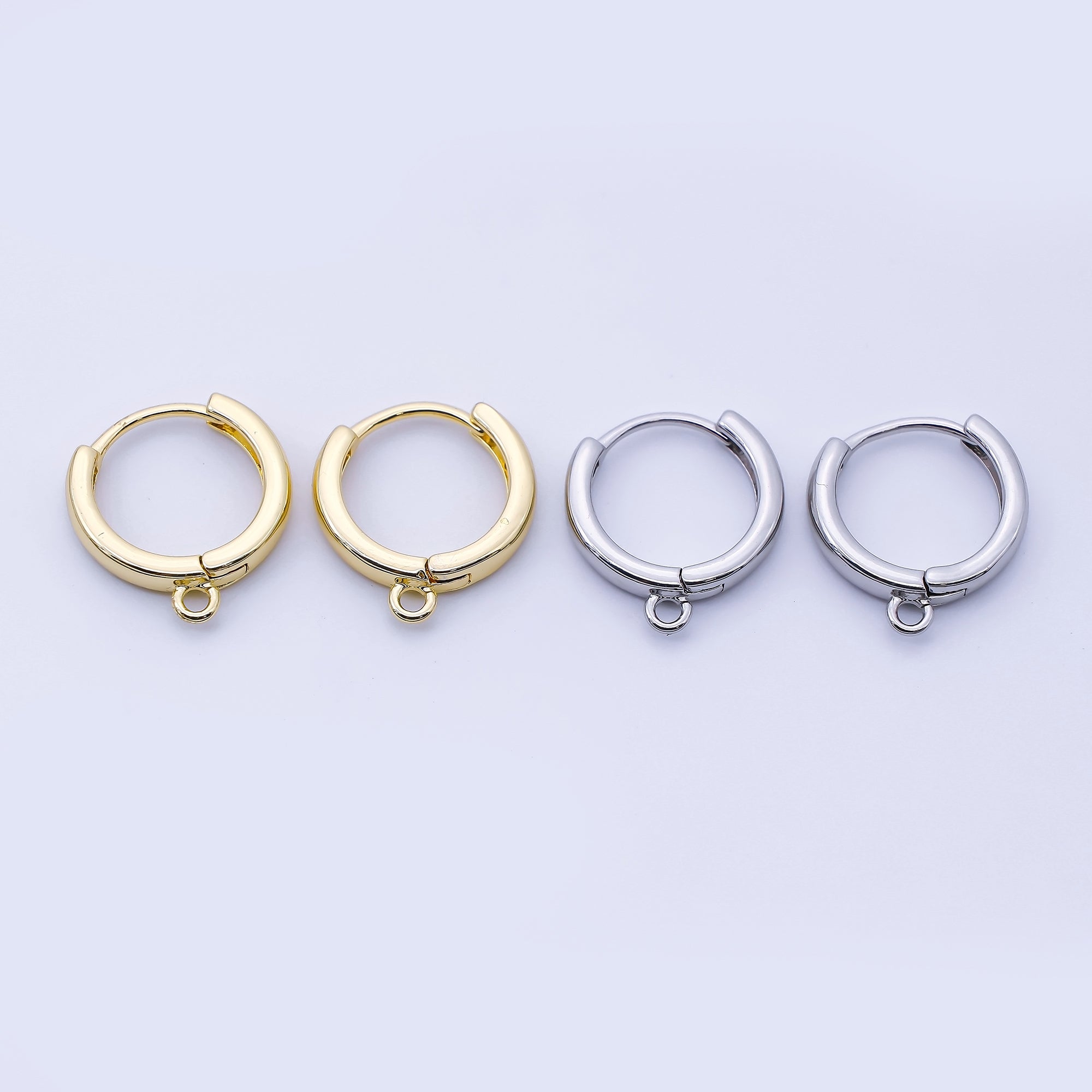 24K Gold Filled 14mm Minimalist Drop Huggie Findings in Gold & Silver | Z1514 Z1515