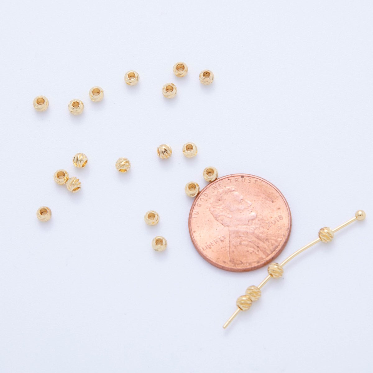 10 PCS 3.3mm Twisted Ribbed Round Bead Set | B735 - DLUXCA