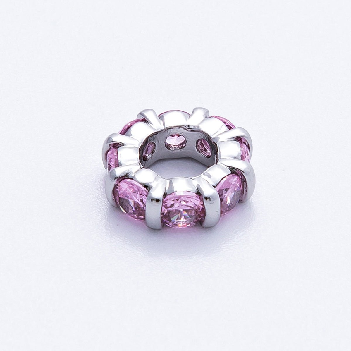 10.5mm Personalized Birthstone Micro Paved Round CZ Rondelle Spacer Set | Beads - 00101 ~ Beads - 00112 - DLUXCA