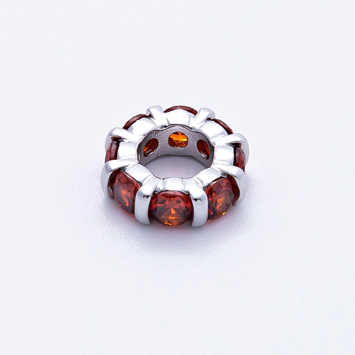 10.5mm Personalized Birthstone Micro Paved Round CZ Rondelle Spacer Set | Beads - 00101 ~ Beads - 00112 - DLUXCA