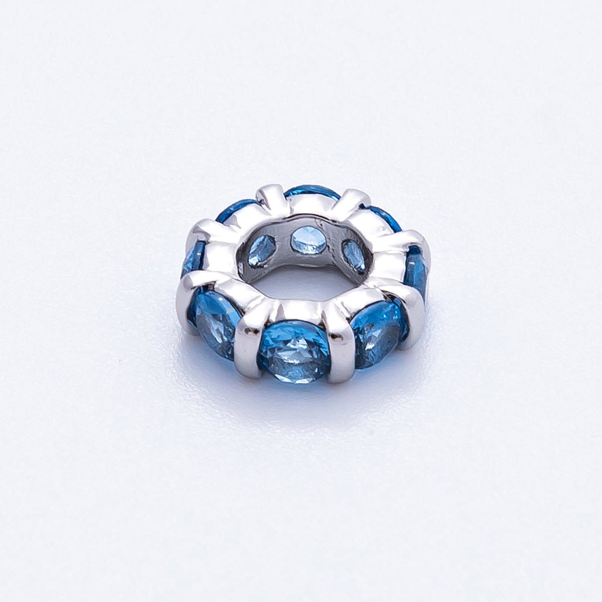 10.5mm Personalized Birthstone Micro Paved Round CZ Rondelle Spacer Set | Beads - 00101 ~ Beads - 00112 - DLUXCA
