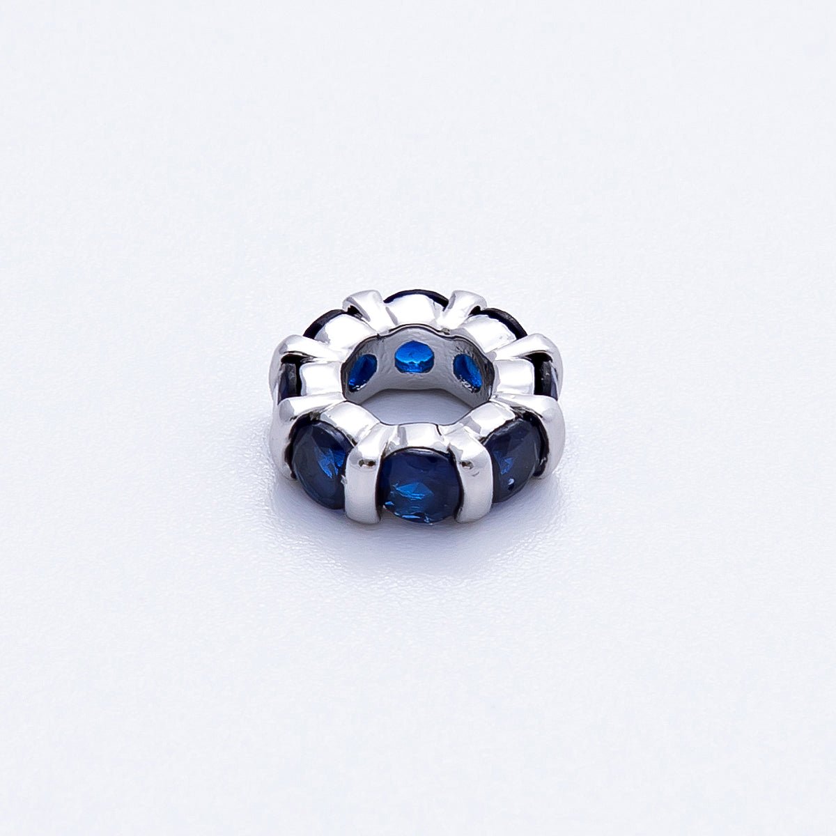 10.5mm Personalized Birthstone Micro Paved Round CZ Rondelle Spacer Set | Beads - 00101 ~ Beads - 00112 - DLUXCA