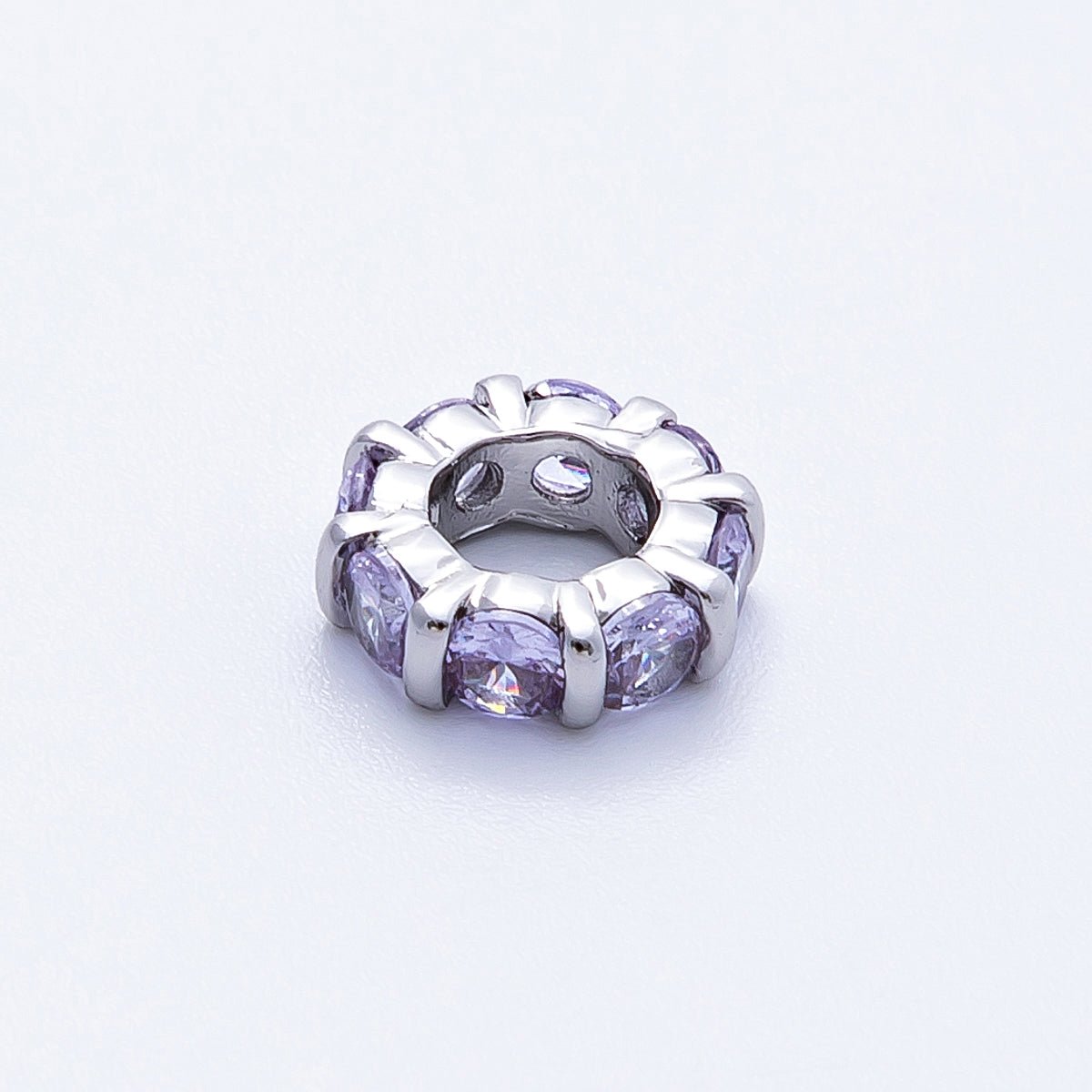 10.5mm Personalized Birthstone Micro Paved Round CZ Rondelle Spacer Set | Beads - 00101 ~ Beads - 00112 - DLUXCA