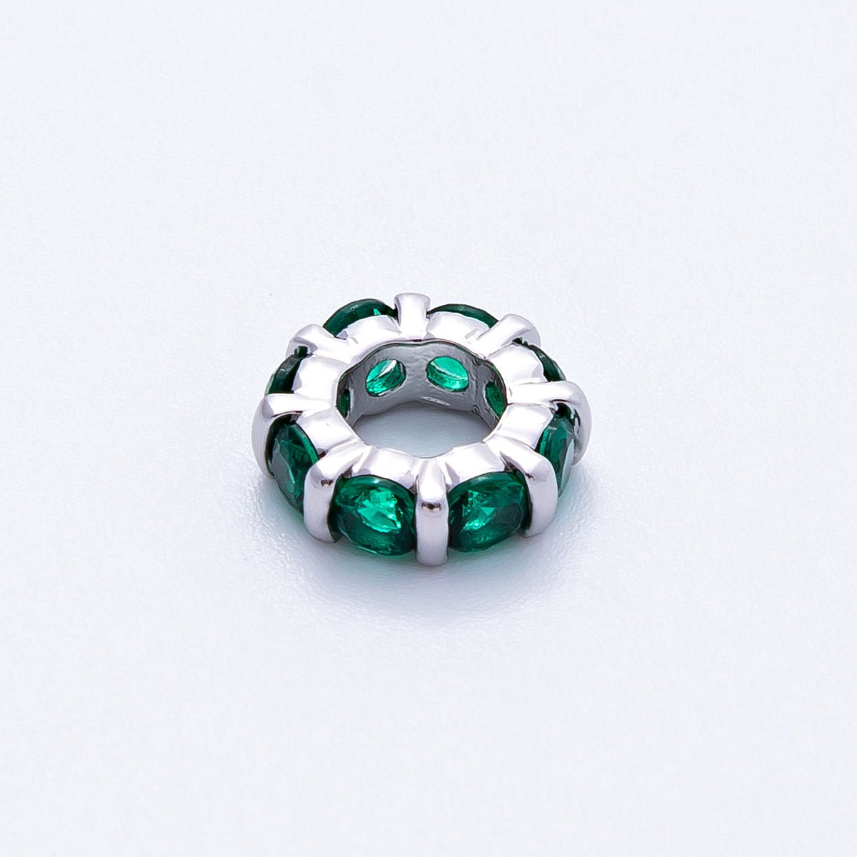 10.5mm Personalized Birthstone Micro Paved Round CZ Rondelle Spacer Set | Beads - 00101 ~ Beads - 00112 - DLUXCA