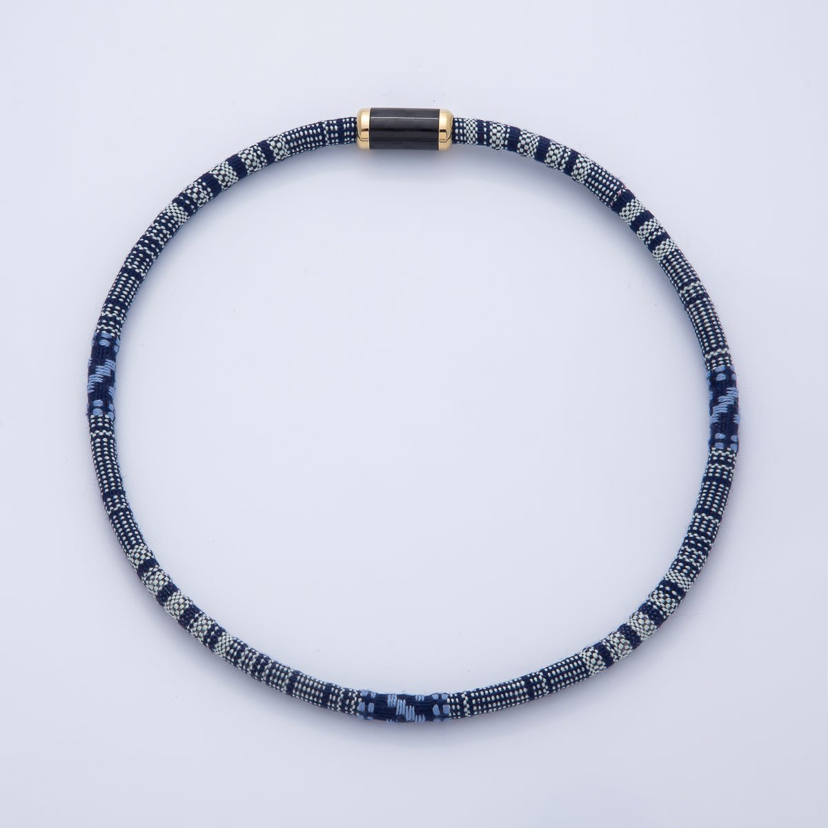 10mm Blue Woven Embroidered Fabric Cord 16.54 Inch Necklace | WA - 3957 - DLUXCA