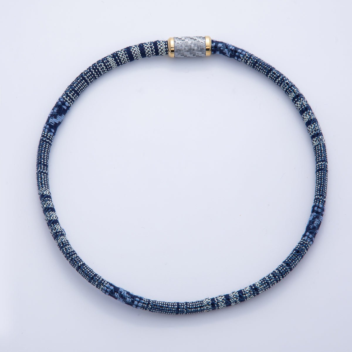 10mm Blue Woven Embroidered Fabric Cord 16.54 Inch Necklace | WA - 3957 - DLUXCA