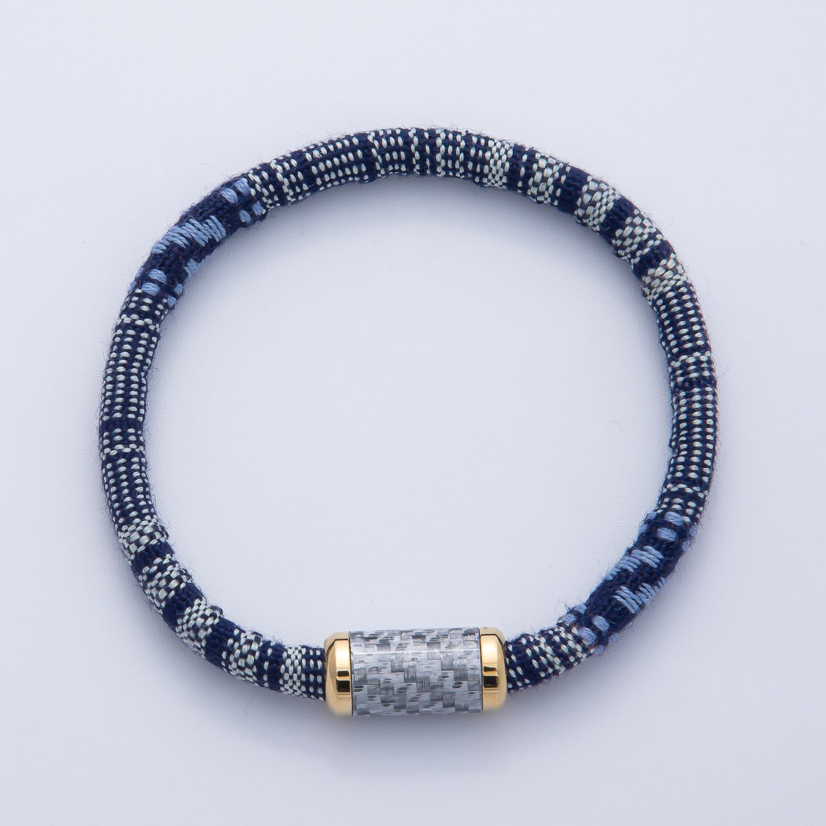 10mm Blue Woven Embroidered Fabric Cord 8.86 Inch Bracelet | WA - 3963 - DLUXCA