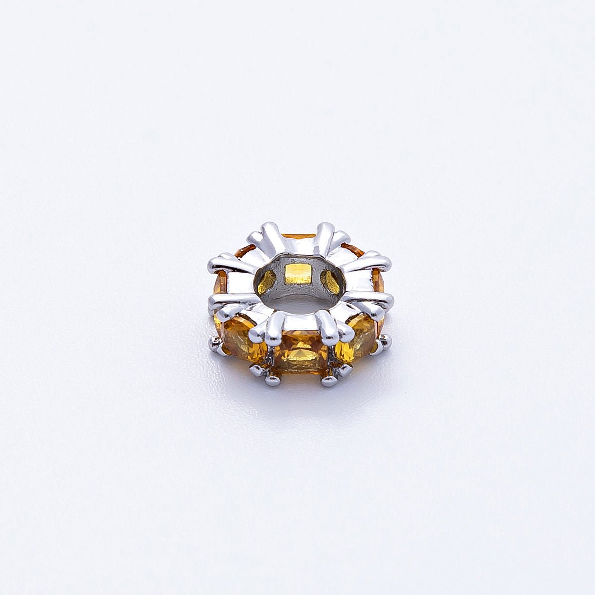 10mm Personalized Baguette Birthstone CZ Rondelle Spacer Set | Beads - 00077 ~ Beads - 00088 - DLUXCA