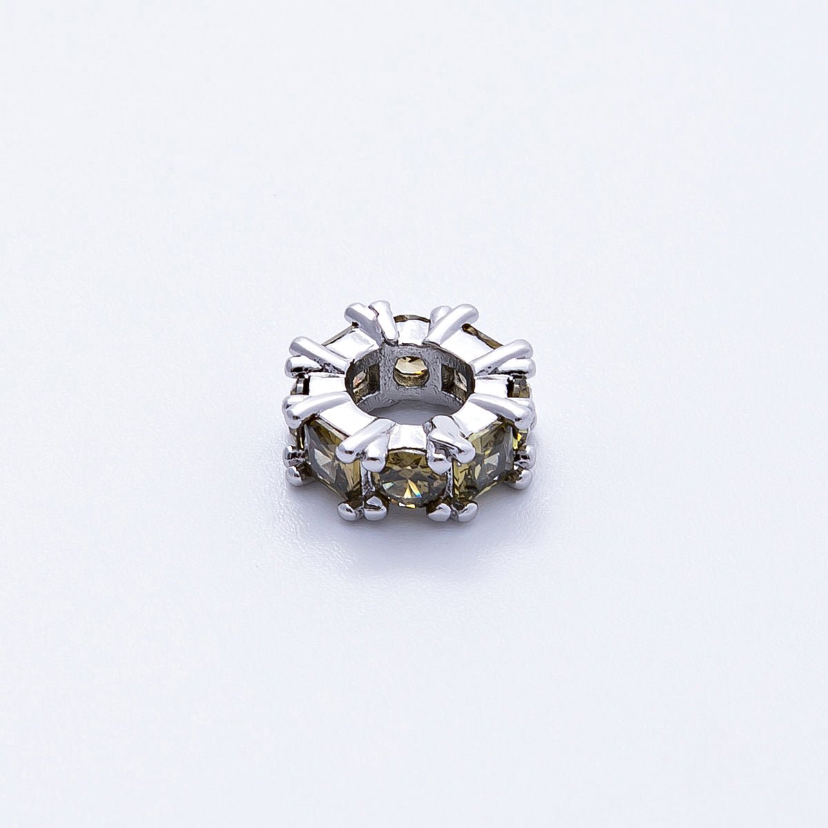 10mm Personalized Baguette Birthstone CZ Rondelle Spacer Set | Beads - 00077 ~ Beads - 00088 - DLUXCA