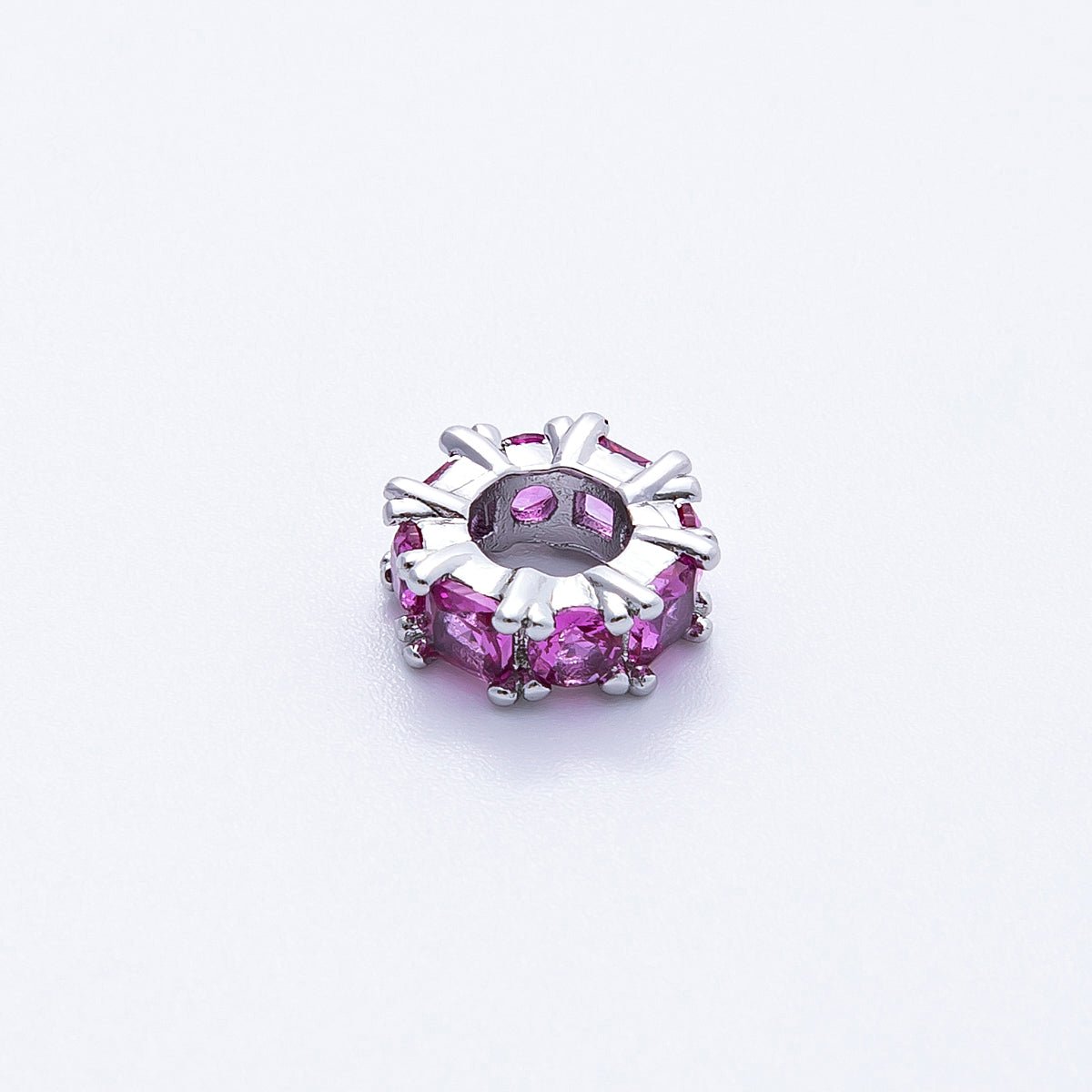 10mm Personalized Baguette Birthstone CZ Rondelle Spacer Set | Beads - 00077 ~ Beads - 00088 - DLUXCA