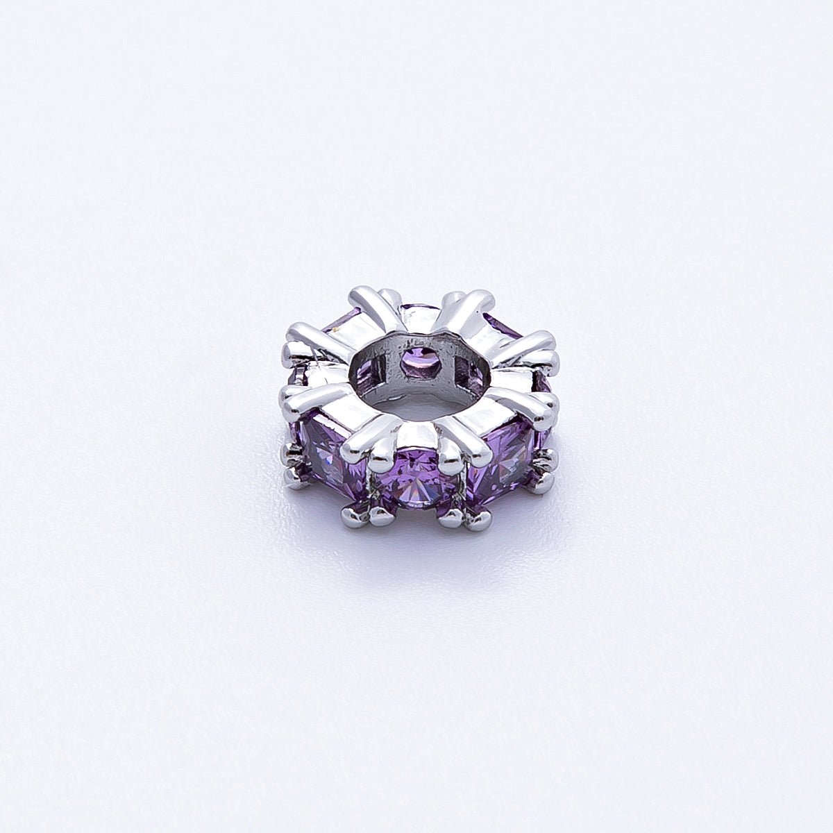 10mm Personalized Baguette Birthstone CZ Rondelle Spacer Set | Beads - 00077 ~ Beads - 00088 - DLUXCA