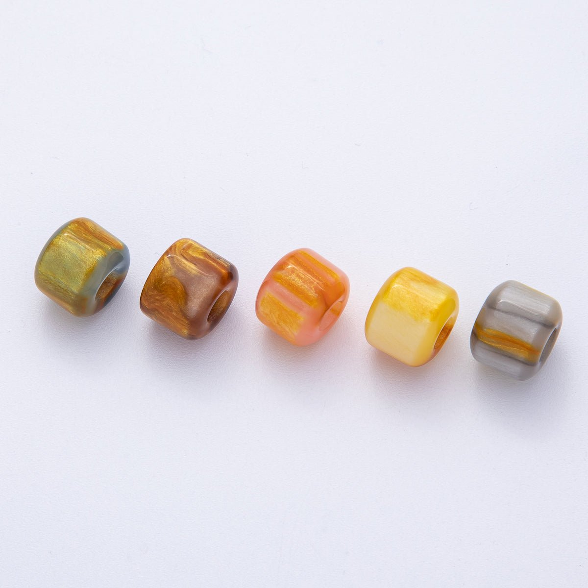 10pcs 12.5mm Blue, Pink, Grey, Yellow, Brown Glitter Acrylic Resin Rondelle Bead | B549 - B851 - DLUXCA