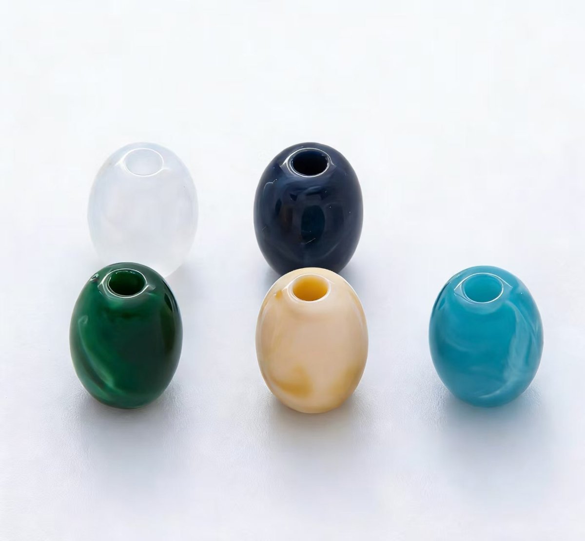 10pcs 18mm Dark Blue Marble Resin Oval Bead Set | Beads - 00029 - Beads - 00033 - DLUXCA