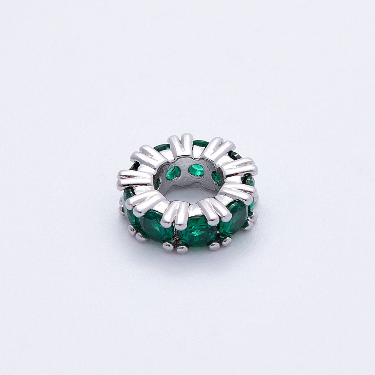 11mm Birthstone Micro Paved CZ Personalized Rondelle Spacer Set | Beads - 00051 ~ Beads - 00063 - DLUXCA