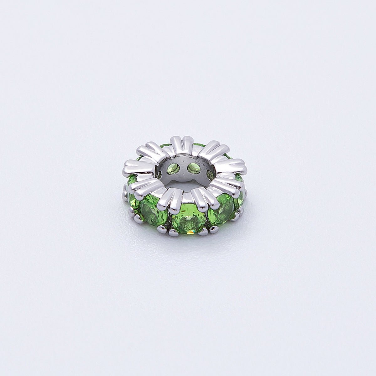 11mm Birthstone Micro Paved CZ Personalized Rondelle Spacer Set | Beads - 00051 ~ Beads - 00063 - DLUXCA