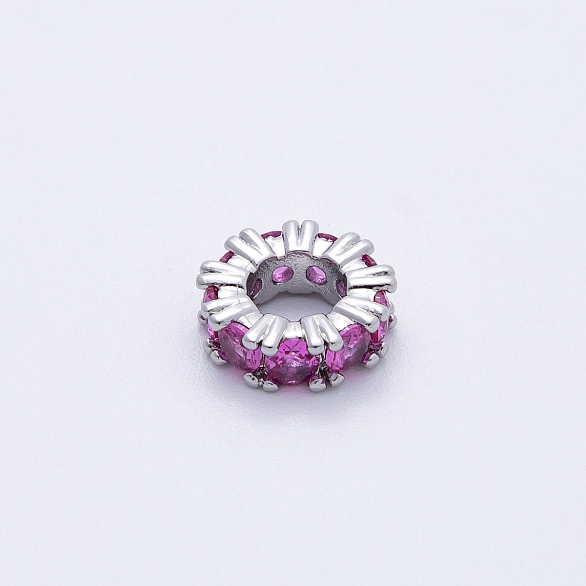 11mm Birthstone Micro Paved CZ Personalized Rondelle Spacer Set | Beads - 00051 ~ Beads - 00063 - DLUXCA