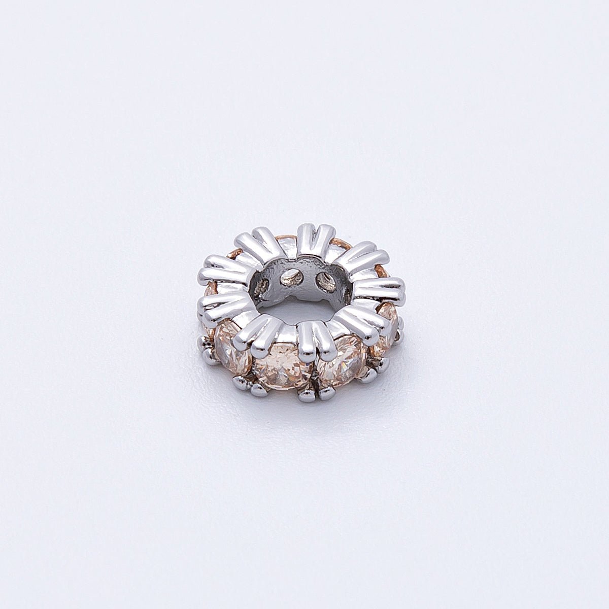 11mm Birthstone Micro Paved CZ Personalized Rondelle Spacer Set | Beads - 00051 ~ Beads - 00063 - DLUXCA