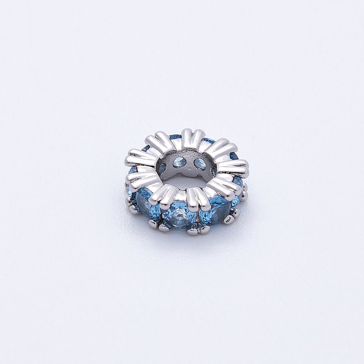 11mm Birthstone Micro Paved CZ Personalized Rondelle Spacer Set | Beads - 00051 ~ Beads - 00063 - DLUXCA
