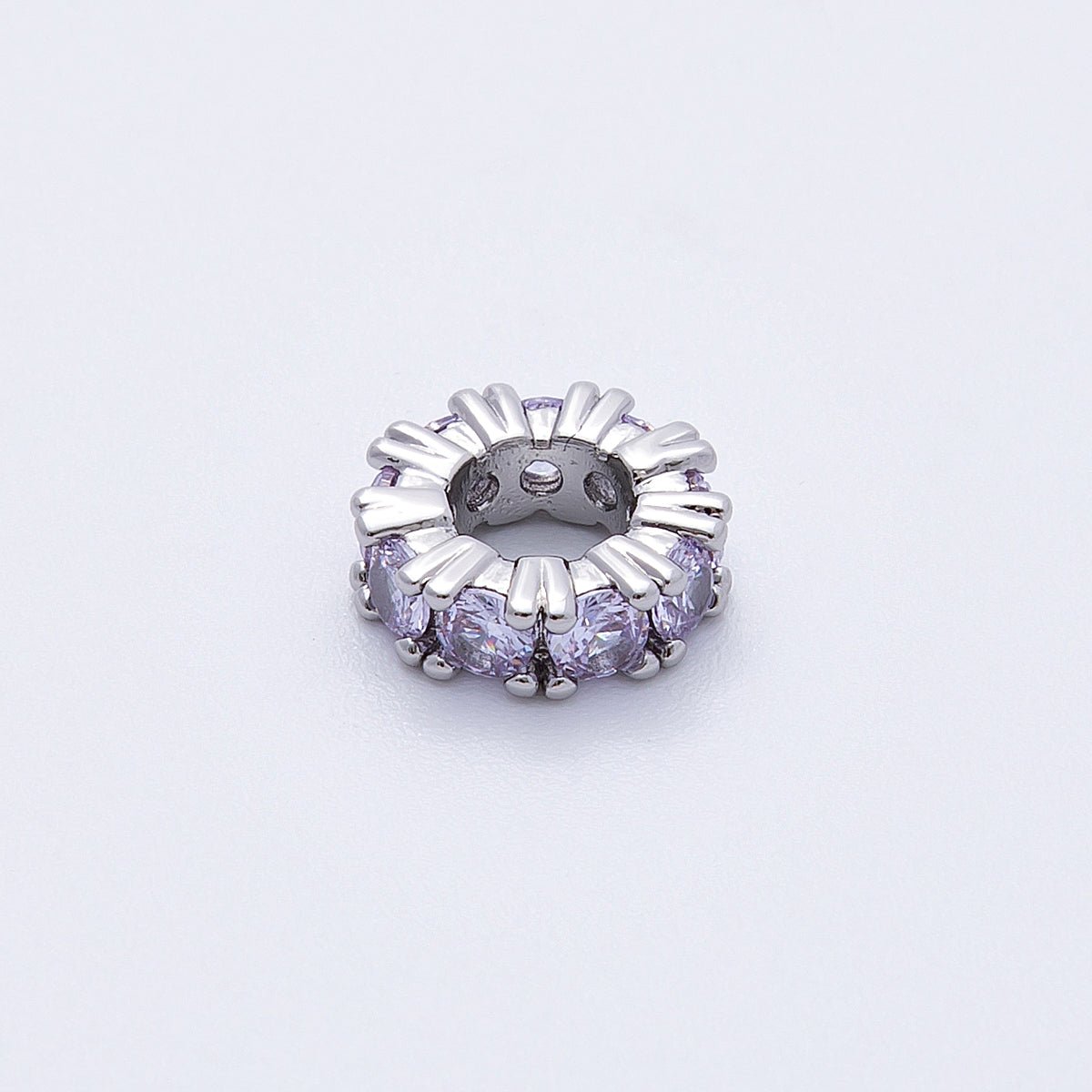 11mm Birthstone Micro Paved CZ Personalized Rondelle Spacer Set | Beads - 00051 ~ Beads - 00063 - DLUXCA