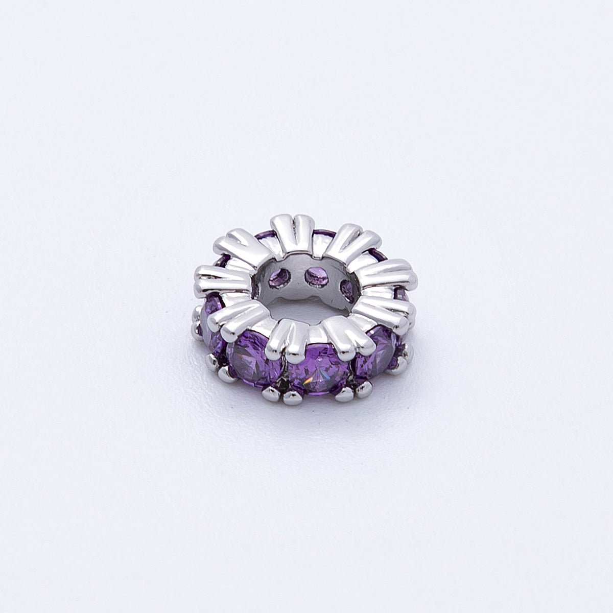 11mm Birthstone Micro Paved CZ Personalized Rondelle Spacer Set | Beads - 00051 ~ Beads - 00063 - DLUXCA