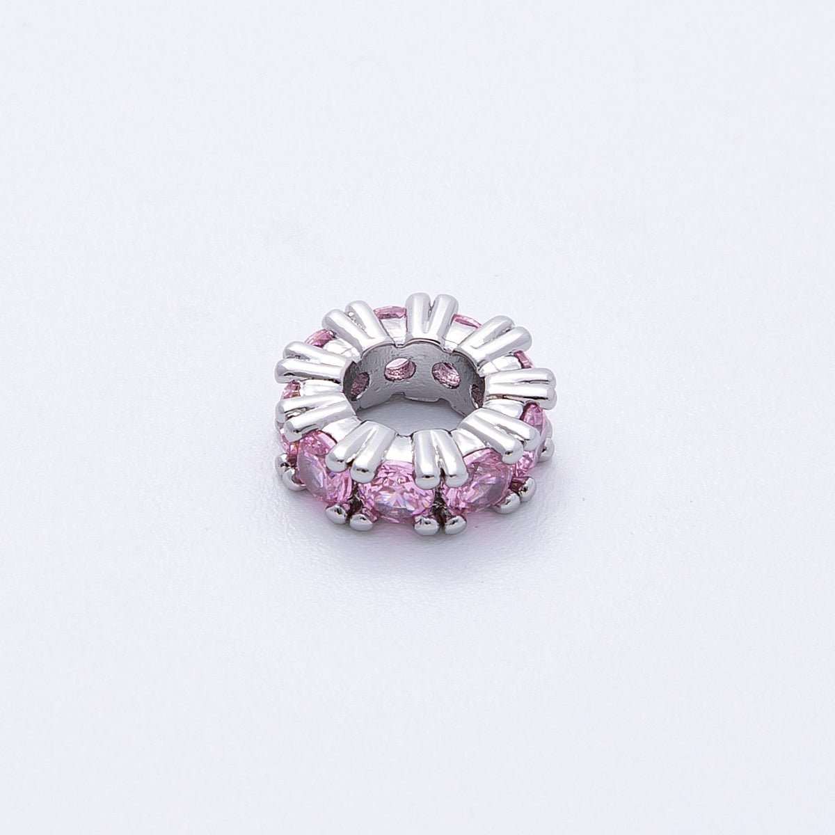 11mm Birthstone Micro Paved CZ Personalized Rondelle Spacer Set | Beads - 00051 ~ Beads - 00063 - DLUXCA