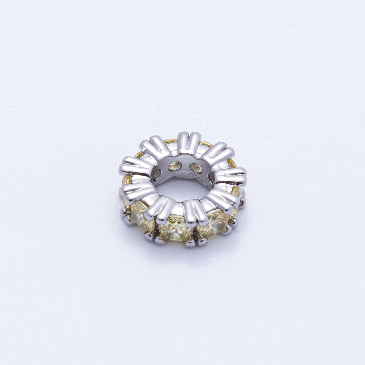 11mm Birthstone Micro Paved CZ Personalized Rondelle Spacer Set | Beads - 00051 ~ Beads - 00063 - DLUXCA