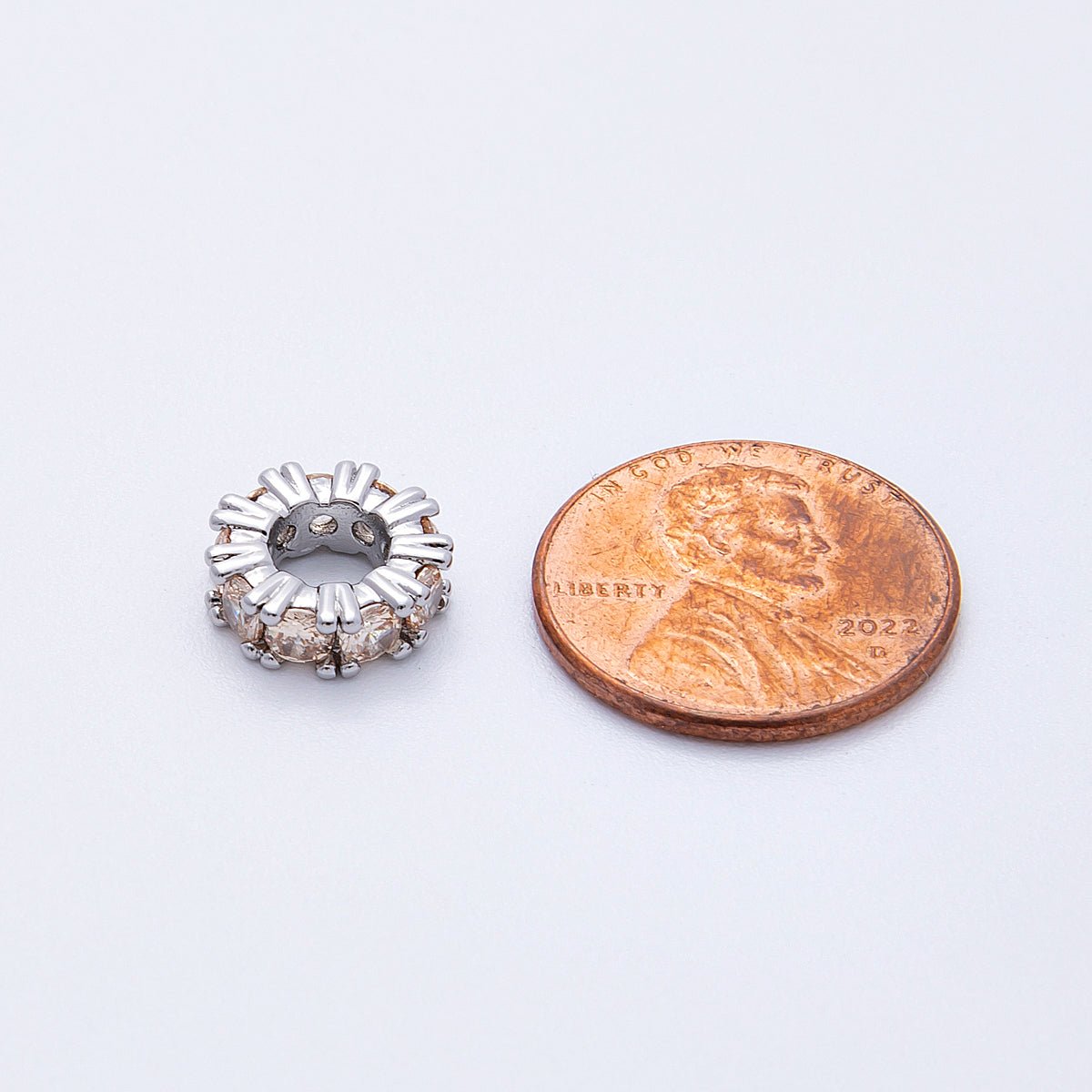 11mm Birthstone Micro Paved CZ Personalized Rondelle Spacer Set | Beads - 00051 ~ Beads - 00063 - DLUXCA