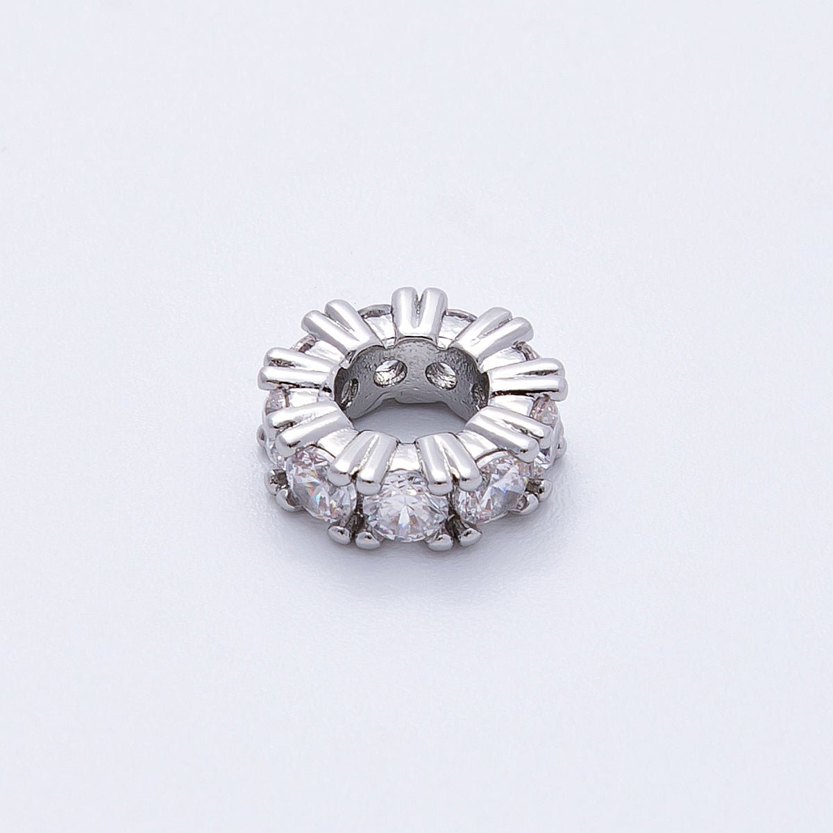 11mm Birthstone Micro Paved CZ Personalized Rondelle Spacer Set | Beads - 00051 ~ Beads - 00063 - DLUXCA