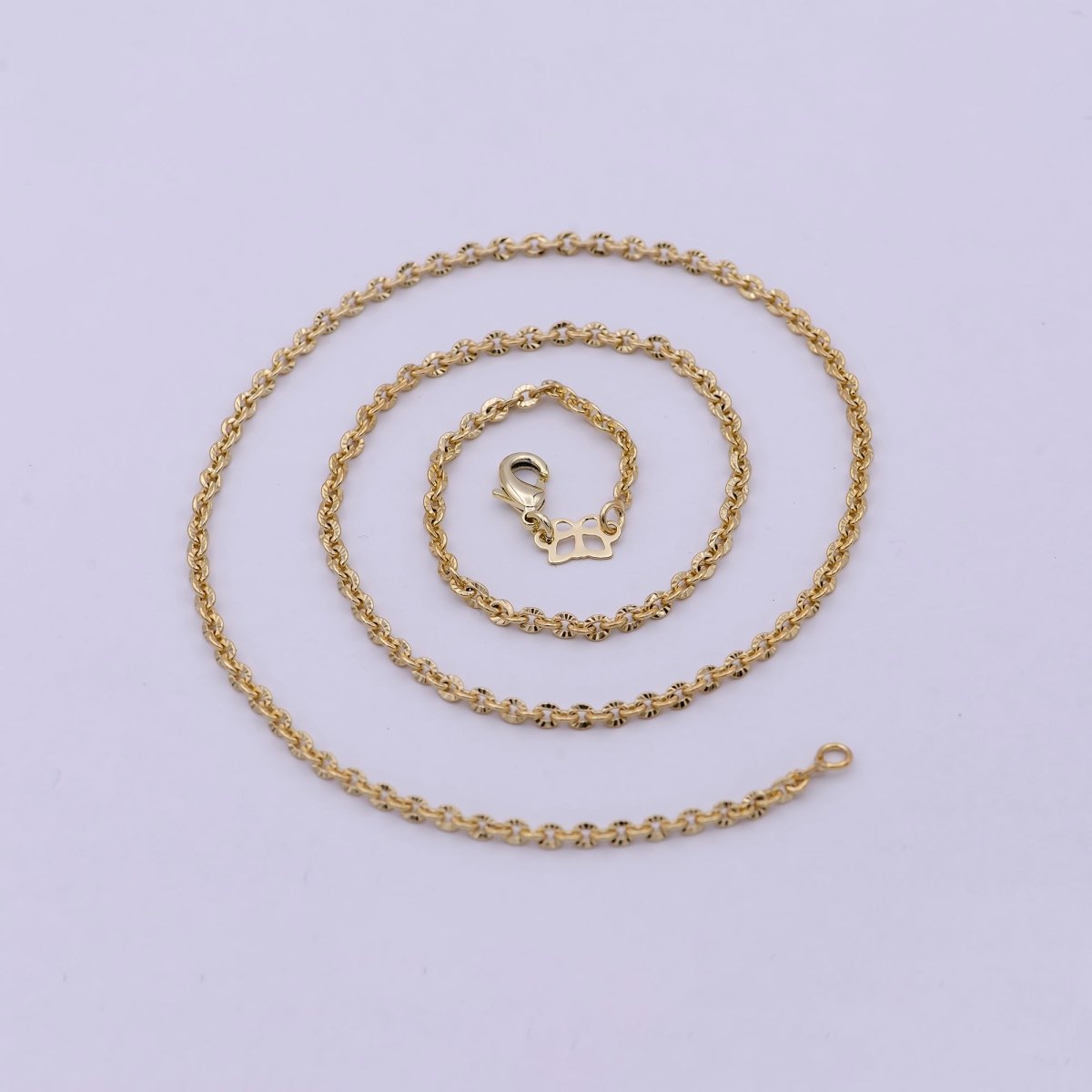 14k Gold Fill Diamond Cut Cable Chain, Cable gold chain necklace, cable chain, gold chain, gold necklace, plain necklace 18 inch length 2.4mm width | WA - 534 Clearance Pricing - DLUXCA