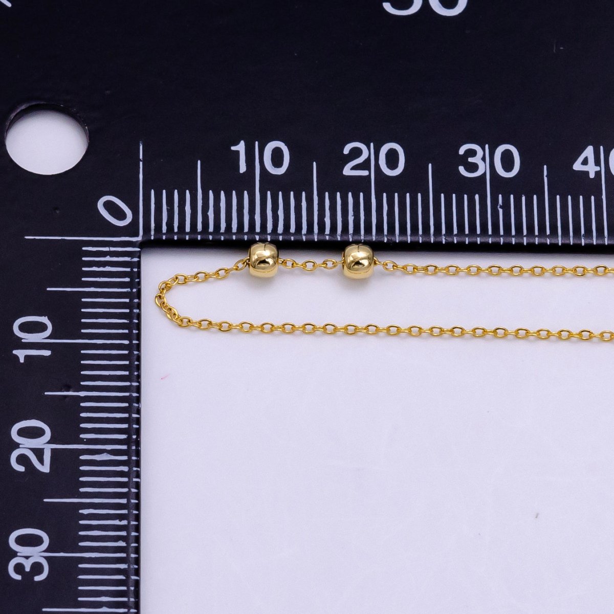 14K Gold Filled 0.7mm Minimalist Cable Bead Slider 19 Inch Necklace | WA - 2472 - DLUXCA