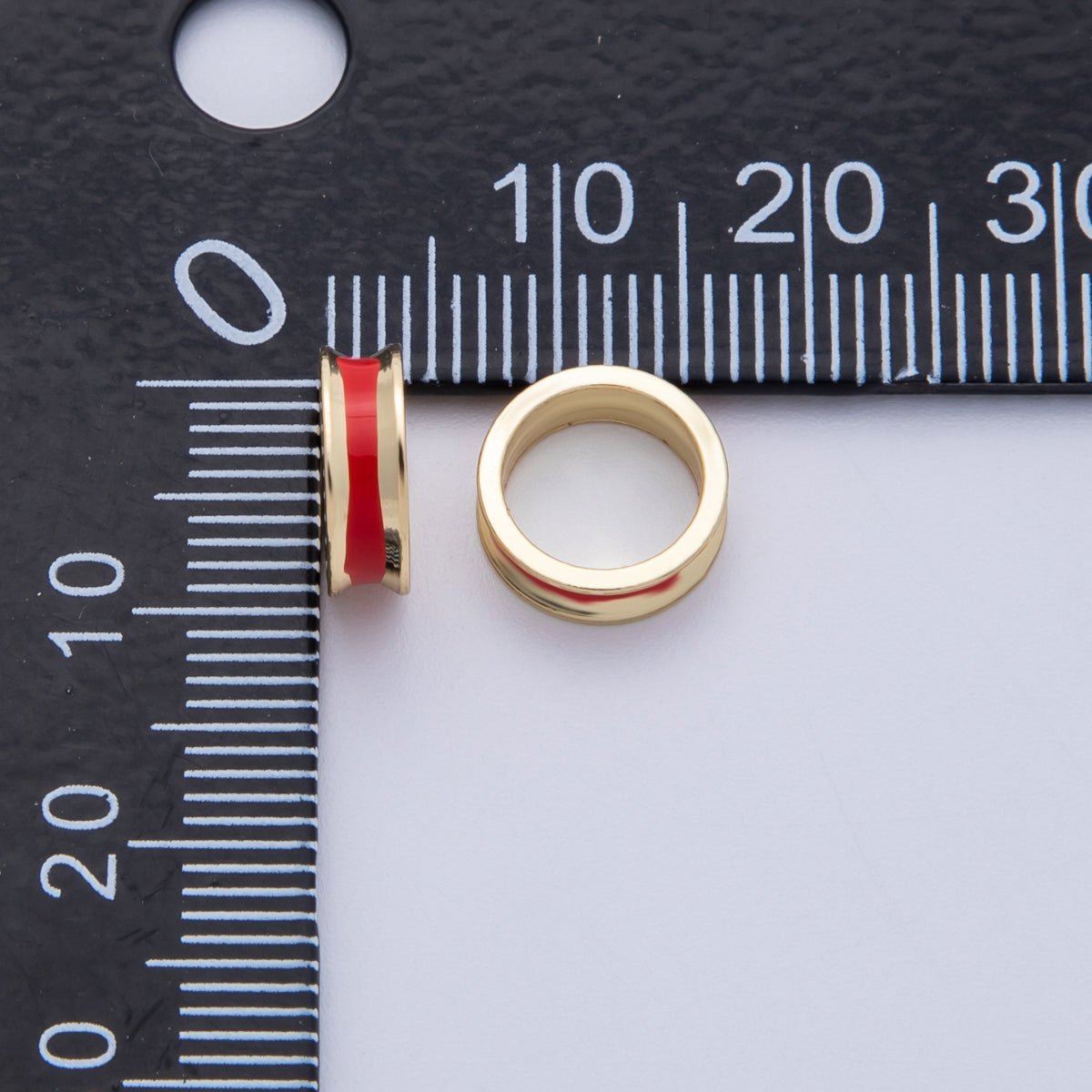 14K Gold Filled 10mm Enamel Rondelle Bead | Bead - 00015 - Bead - 00020 - DLUXCA