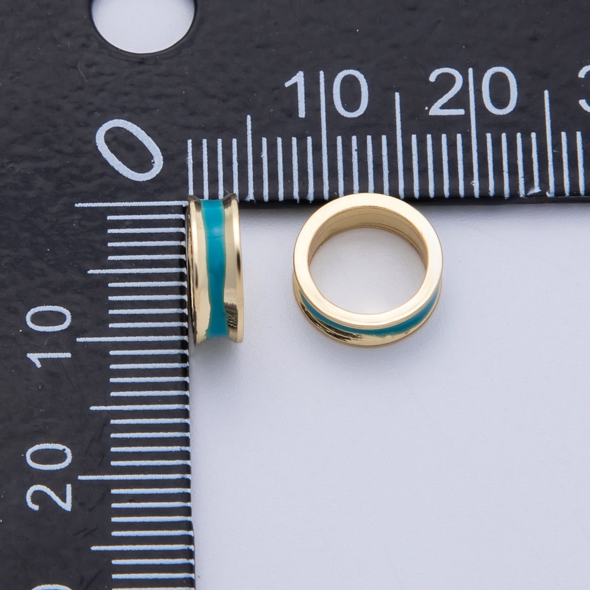 14K Gold Filled 10mm Enamel Rondelle Bead | Beads - 00015 - Beads - 00020 - DLUXCA
