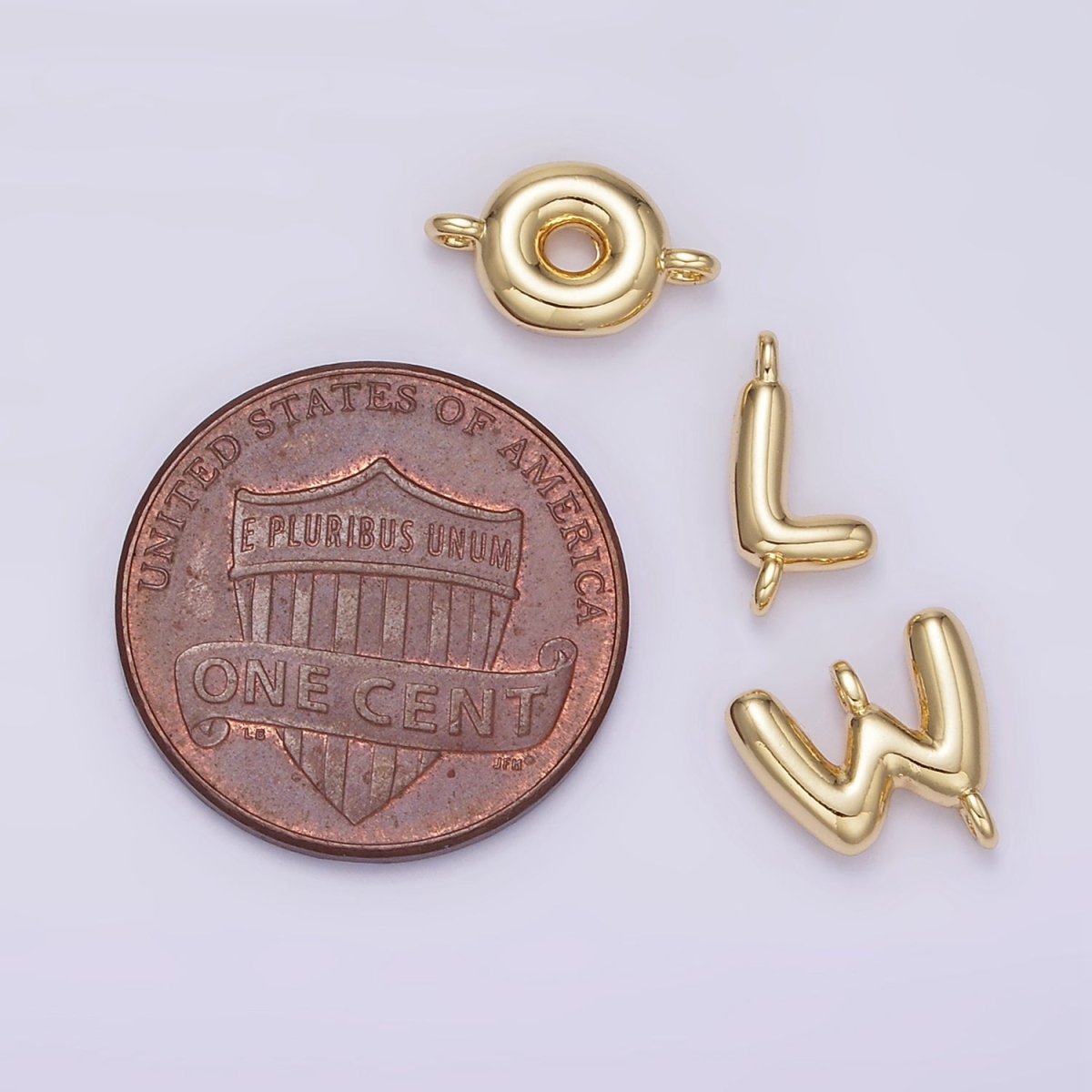 14K Gold Filled 10mm Initial Letter Chubby Balloon Mini Connector | A1539 - A1551 - DLUXCA