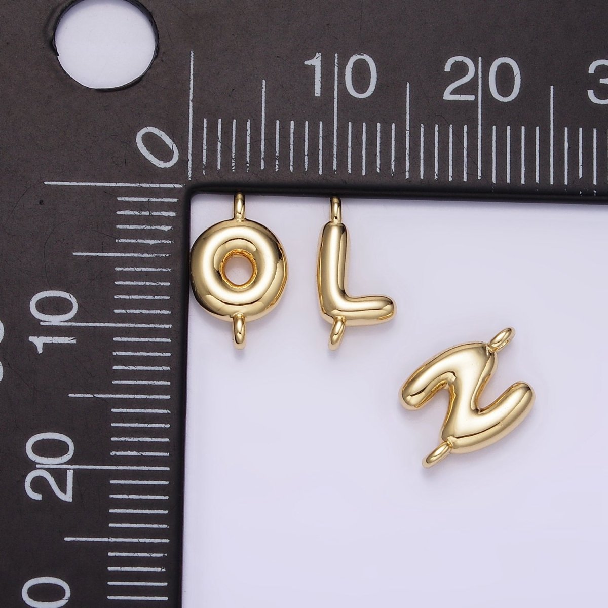 14K Gold Filled 10mm Initial Letter Chubby Balloon Mini Connector | A1539 - A1551 - DLUXCA