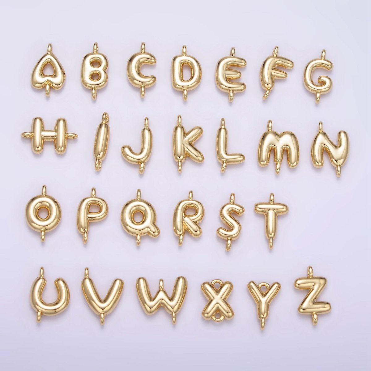 14K Gold Filled 10mm Initial Letter Chubby Balloon Mini Connector | A1539 - A1551 - DLUXCA