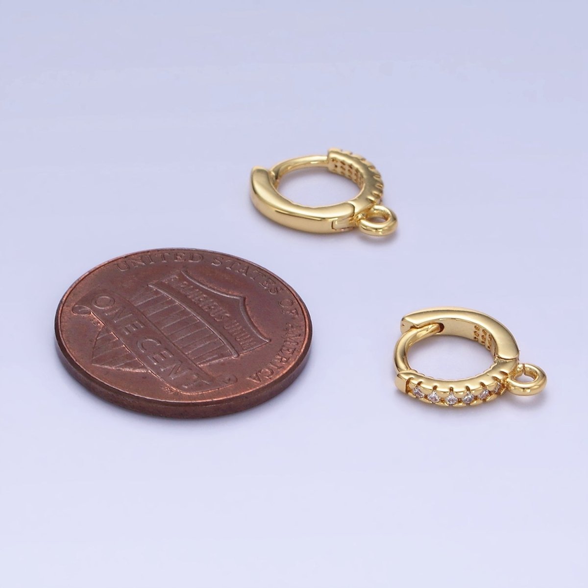 14K Gold Filled 10mm Micro Paved CZ Cartilage Huggie Earrings Findings | Z757 - DLUXCA