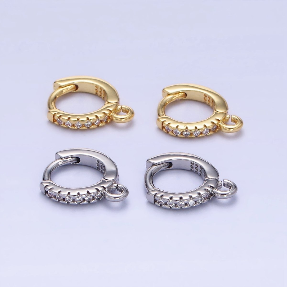 14K Gold Filled 10mm Micro Paved CZ Cartilage Huggie Earrings Findings | Z757 - DLUXCA