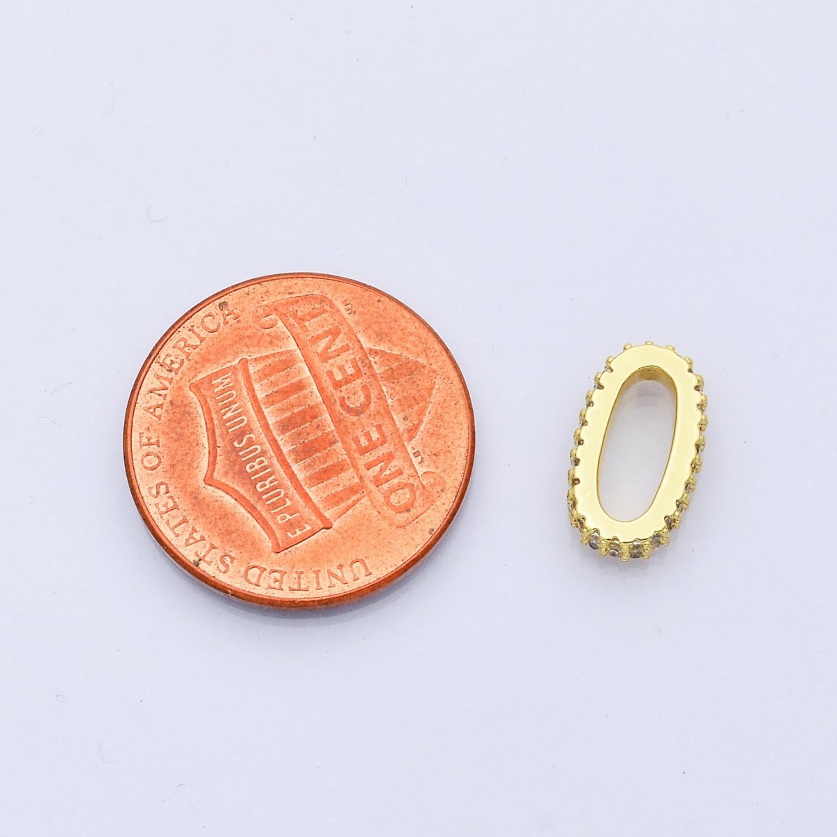 14K Gold Filled 10mm Micro Paved CZ Oblong Bead | B506 - DLUXCA